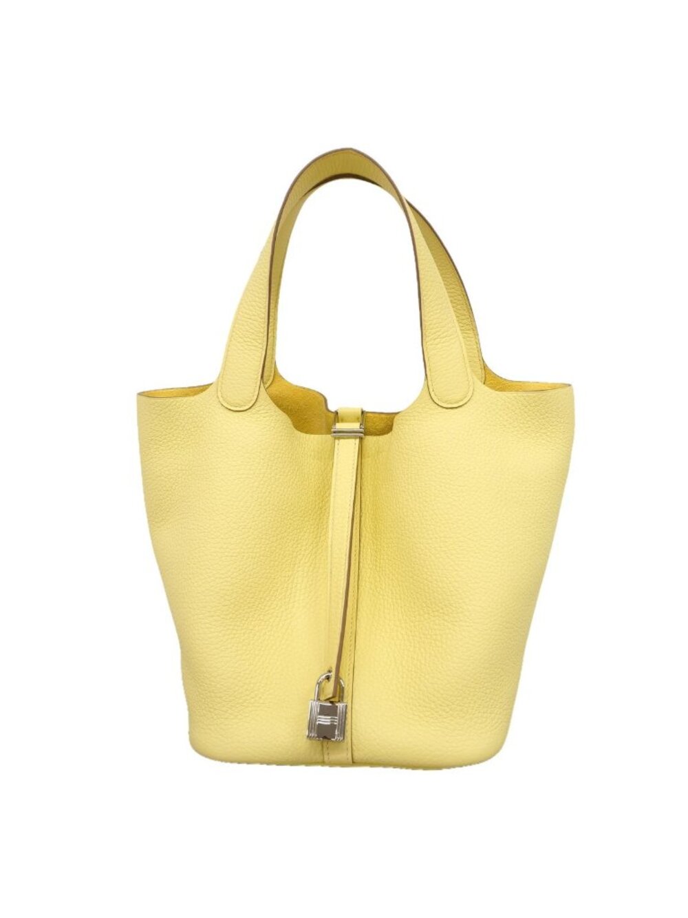 Hermes Handbag Picotin Lock MM Taurillon Clemence Jaune Milton Silver